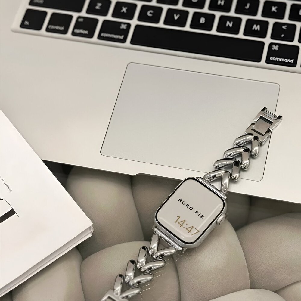 Apple Watch Band Adjustable Stylish Strap Silver Stainless Watch Band - Silver - Picture 6 of 9